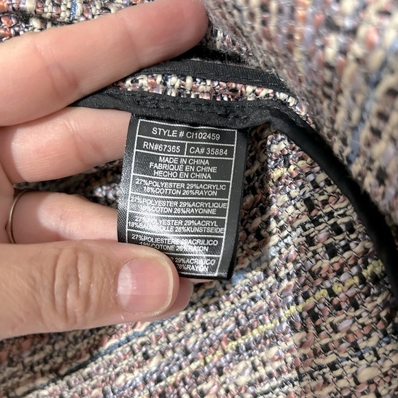 Cupcakes & Cashmere Multicolor Tweed Fringe Hem Moto Jacket Size XS - Picture 12 of 13